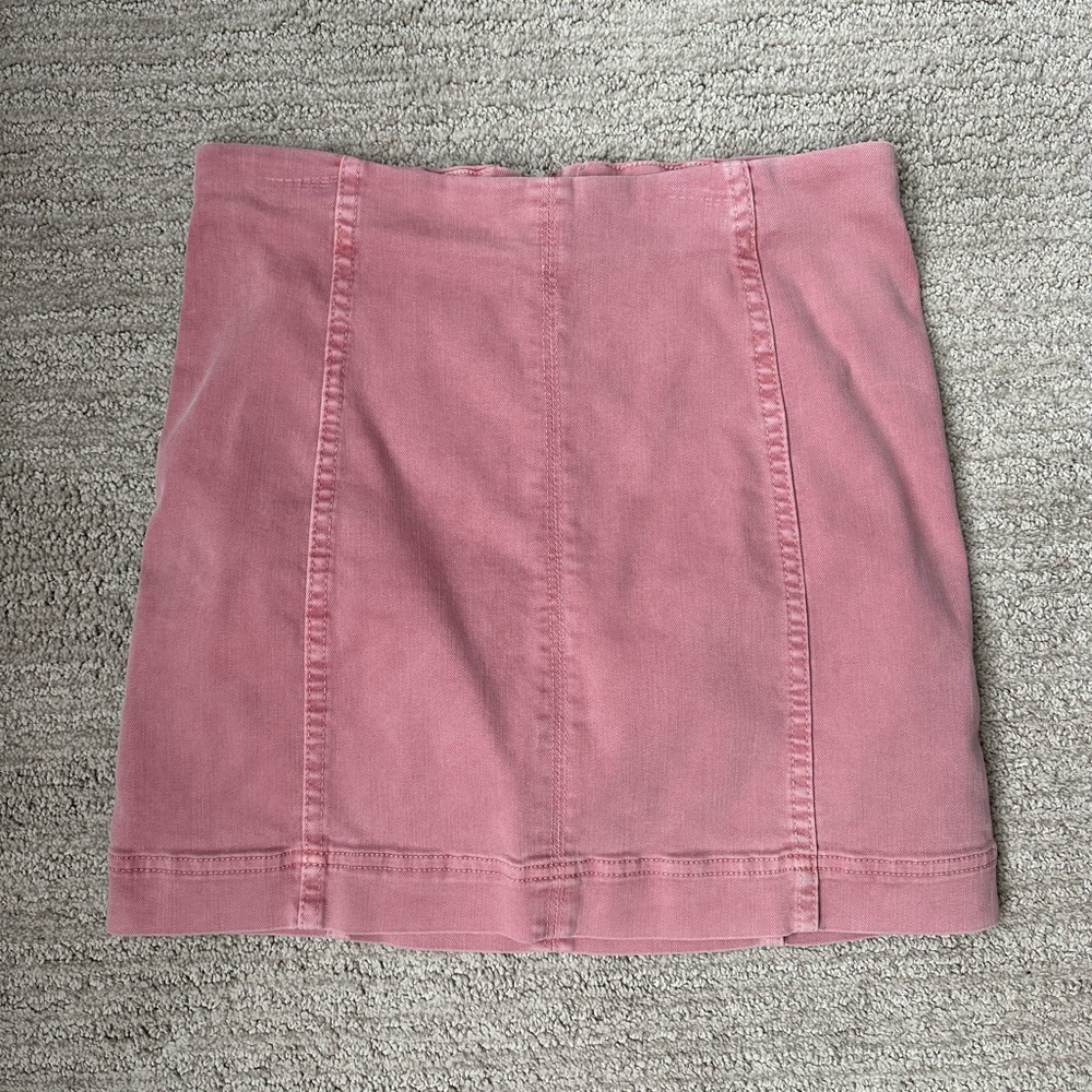 7/28W Rose Color Denim Mini Skirt